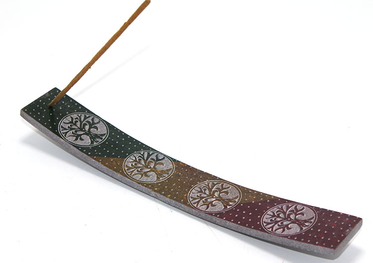 Obsidian Taşı Hayat Ağacı Tasarımlı Kayık Tütsülük