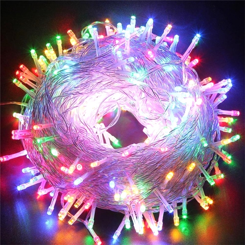 10m 60 LED RGB - 2 Kademeli Şeffaf Kablolu Pilli