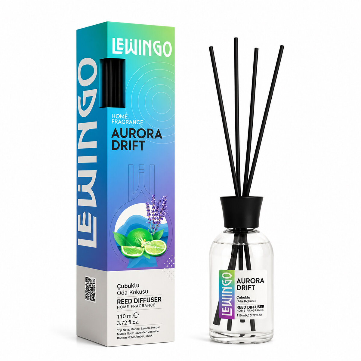 Aurora Drift Bambu Çubuklu Oda Kokusu - 110 ml - Cam Şişe 