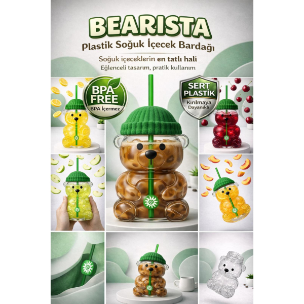 Bearista Plastik Soğuk İçecek Bardağı