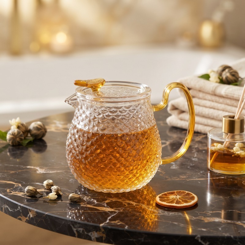 Şık Tasarımlı Cam Demlik - 550 ml - Borosilikat Cam